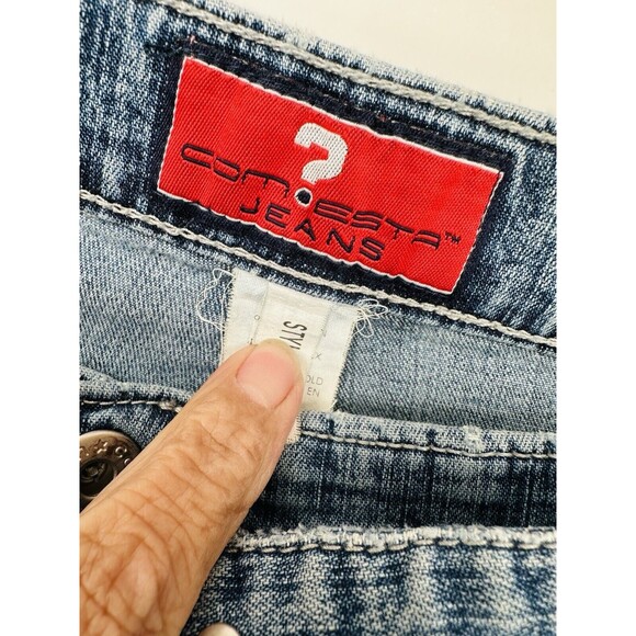 Vtg Y2K Low Waist Flare Jeans Womens 15x32 Medium Wash Stretch Pockets stretchy - Picture 5 of 11